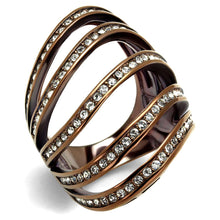 Load image into Gallery viewer, TK2985 - IP Coffee light Stainless Steel Ring with Top Grade Crystal  in Clear