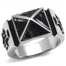 Load image into Gallery viewer, TK3075 - High polished (no plating) Stainless Steel Ring with Leather  in Jet