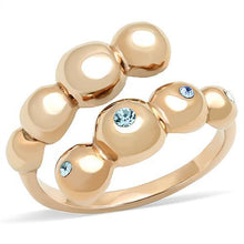 Load image into Gallery viewer, TK3131 - IP Rose Gold(Ion Plating) Stainless Steel Ring with Top Grade Crystal  in Sea Blue