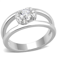 Load image into Gallery viewer, TK3245 - High polished (no plating) Stainless Steel Ring with AAA Grade CZ  in Clear