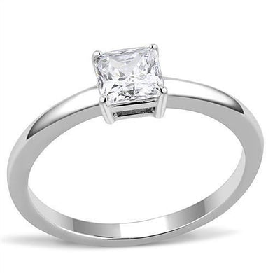TK3250 - High polished (no plating) Stainless Steel Ring with AAA Grade CZ  in Clear