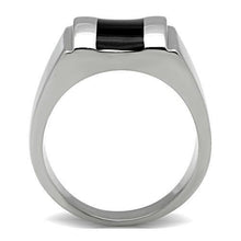 Load image into Gallery viewer, TK326 - High polished (no plating) Stainless Steel Ring with Epoxy  in Jet