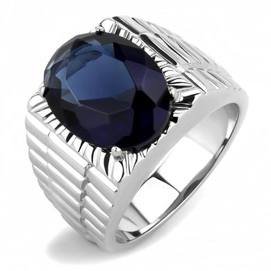 TK3461 - High polished (no plating) Stainless Steel Ring with Synthetic Synthetic Glass in Montana