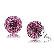 Load image into Gallery viewer, TK3553 - High polished (no plating) Stainless Steel Earrings with Top Grade Crystal  in Rose