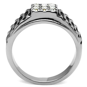 TK368 - High polished (no plating) Stainless Steel Ring with Top Grade Crystal  in Clear