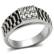 Load image into Gallery viewer, TK368 - High polished (no plating) Stainless Steel Ring with Top Grade Crystal  in Clear