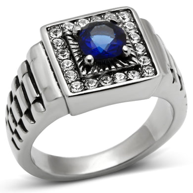 TK370 - High polished (no plating) Stainless Steel Ring with Synthetic Synthetic Glass in Montana