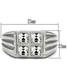 Load image into Gallery viewer, TK488 - High polished (no plating) Stainless Steel Ring with Top Grade Crystal  in Clear