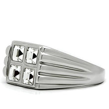 Load image into Gallery viewer, TK488 - High polished (no plating) Stainless Steel Ring with Top Grade Crystal  in Clear