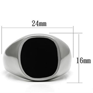 TK595 - High polished (no plating) Stainless Steel Ring with Epoxy  in Jet