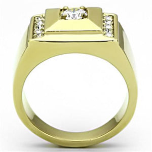 TK732 - IP Gold(Ion Plating) Stainless Steel Ring with AAA Grade CZ  in Clear