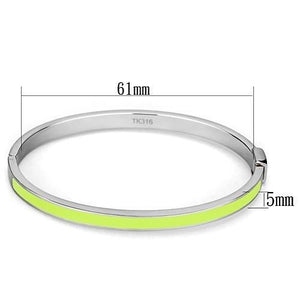TK746 - High polished (no plating) Stainless Steel Bangle with Epoxy  in Apple Green color