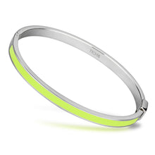 Load image into Gallery viewer, TK746 - High polished (no plating) Stainless Steel Bangle with Epoxy  in Apple Green color