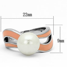 Load image into Gallery viewer, TK810 - High polished (no plating) Stainless Steel Ring with Synthetic Pearl in White