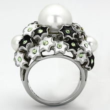Load image into Gallery viewer, TK818 - High polished (no plating) Stainless Steel Ring with Synthetic Pearl in White