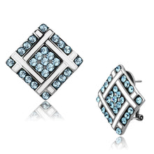 Load image into Gallery viewer, TK850 - High polished (no plating) Stainless Steel Earrings with Top Grade Crystal  in Sea Blue