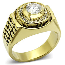 Load image into Gallery viewer, TK948G - IP Gold(Ion Plating) Stainless Steel Ring with AAA Grade CZ  in Clear