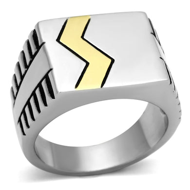 TK950 - Two-Tone IP Gold (Ion Plating) Stainless Steel Ring with Epoxy  in Jet