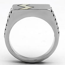 Load image into Gallery viewer, TK950 - Two-Tone IP Gold (Ion Plating) Stainless Steel Ring with Epoxy  in Jet