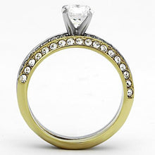 Load image into Gallery viewer, TK967 - Two-Tone IP Gold (Ion Plating) Stainless Steel Ring with AAA Grade CZ  in Clear