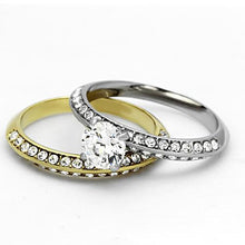 Load image into Gallery viewer, TK967 - Two-Tone IP Gold (Ion Plating) Stainless Steel Ring with AAA Grade CZ  in Clear