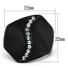 Load image into Gallery viewer, TK991 - IP Black(Ion Plating) Stainless Steel Ring with Top Grade Crystal  in Sea Blue
