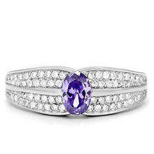 Load image into Gallery viewer, TS025 - Rhodium 925 Sterling Silver Ring with AAA Grade CZ  in Tanzanite