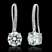Load image into Gallery viewer, TS052 - Rhodium 925 Sterling Silver Earrings with AAA Grade CZ  in Clear