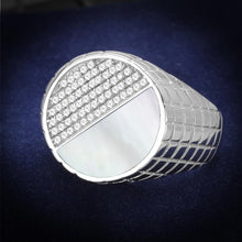 Load image into Gallery viewer, TS233 - Rhodium 925 Sterling Silver Ring with Precious Stone Conch in Aurora Borealis (Rainbow Effect)