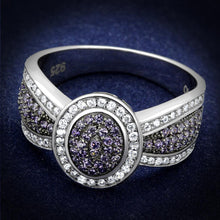 Load image into Gallery viewer, TS523 - Rhodium + Ruthenium 925 Sterling Silver Ring with AAA Grade CZ  in Amethyst