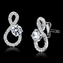 Load image into Gallery viewer, TS529 - Rhodium 925 Sterling Silver Earrings with AAA Grade CZ  in Clear