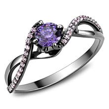 Load image into Gallery viewer, TS610 - Ruthenium 925 Sterling Silver Ring with AAA Grade CZ  in Amethyst