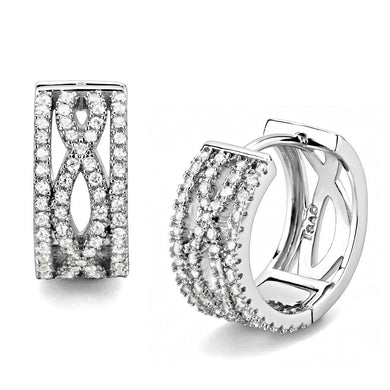 TS617 - Rhodium 925 Sterling Silver Earrings with AAA Grade CZ  in Clear