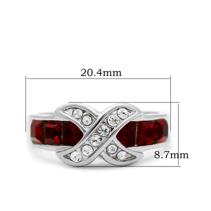 TK1388N - High polished (no plating) Stainless Steel Ring with Top Grade Crystal in Siam