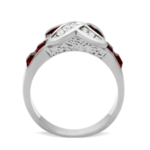 TK1388N - High polished (no plating) Stainless Steel Ring with Top Grade Crystal in Siam