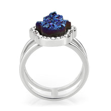 Load image into Gallery viewer, 3W1723 -  Imitation Rhodium+E-coating Brass Ring with Druzy in Capri Blue