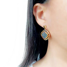 Load image into Gallery viewer, 3W1724E - Flash Gold+E-coating Brass Earring with Druzy in Purple Series
