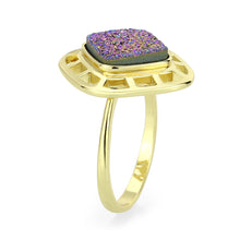Load image into Gallery viewer, 3W1724 - Flash Gold+E-coating Brass Ring with Druzy in Purple Series