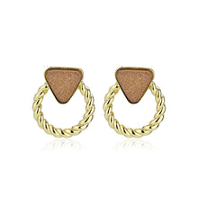 Load image into Gallery viewer, 3W1727E - Flash Gold+E-coating Brass Earring with Druzy in Rose Gold