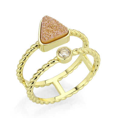 3W1727 - Flash Gold+E-coating Brass Ring with Druzy in Rose Gold