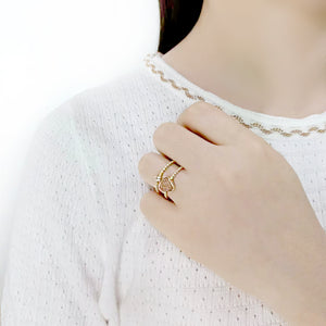 3W1727 - Flash Gold+E-coating Brass Ring with Druzy in Rose Gold