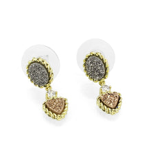 Load image into Gallery viewer, 3W1728E - Flash Gold+E-coating Brass Earring with Druzy in MultiColor