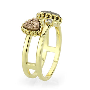 3W1728 - Flash Gold+E-coating Brass Ring with Druzy in Multi Color