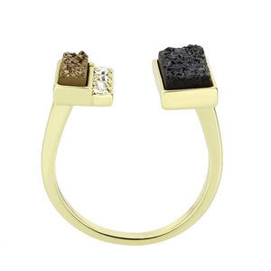 3W1729 - Flash Gold+E-coating Brass Ring with Druzy in MultiColor
