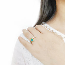 Load image into Gallery viewer, 3W1731 - Flash Gold+E-coating Brass Ring with Druzy in SeaBlue