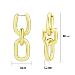 3W1736G - Flash Gold Brass Earring with NoStone in No Stone