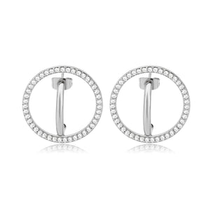 3W1744 - Imitation Rhodium Brass Earring with AAA Grade CZ in Clear