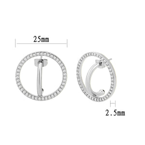 3W1744 - Imitation Rhodium Brass Earring with AAA Grade CZ in Clear