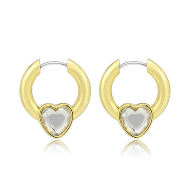 3W1747G - Flash Gold Brass Earring with Top Grade Crystal in Clear