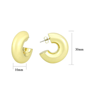 3W1751G - Flash Gold Brass Earring with NoStone in No Stone